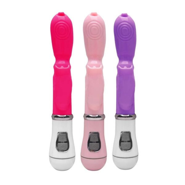 VIBRADOR COM ESTIMULADOR CLITORIANO 12 MODOS DE VIBRAÇÃO À PILHA (NÃO INCLUSA) - Imagem 3