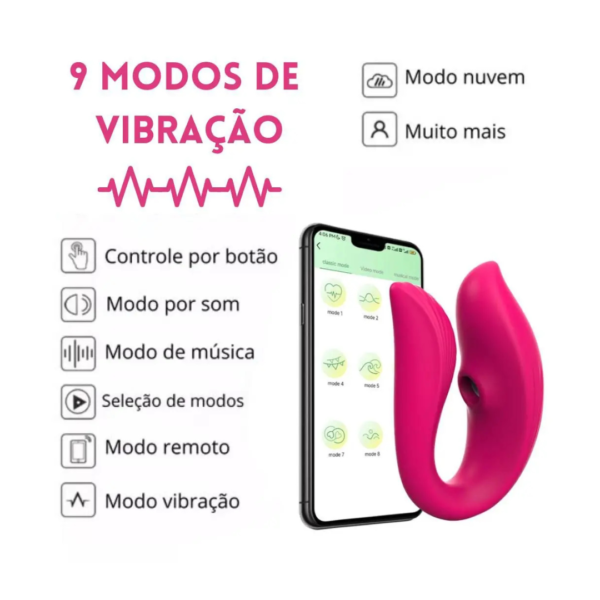 VIBRADOR SUGADOR DE CLITÓRIS E PONTO G 7 MODOS DE VIBRAÇÃO USB BLUETOOTH VIA APLICATIVO - Image 3