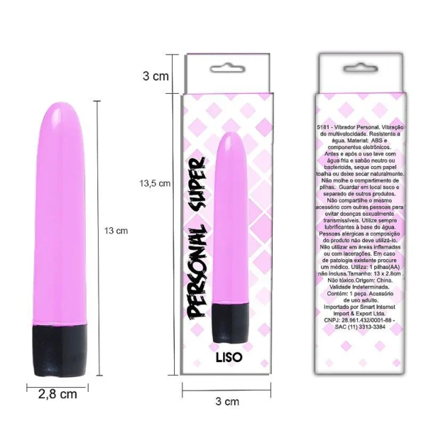 VIBRADOR PERSONAL LISO 13CM PILHA (NÃO INCLUSA) - Imagem 3