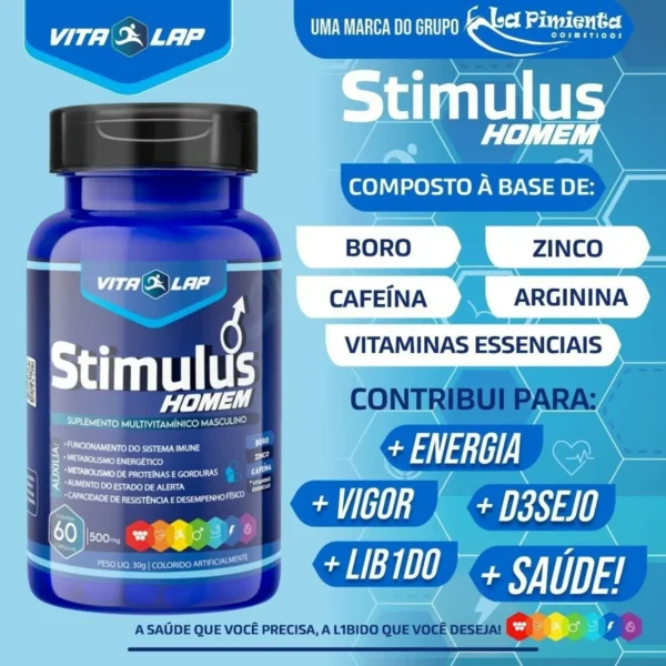 SUPLEMENTO MULTIVITAMÍNICO MASCULINO LA PIMIENTA VITALAP STIMULUS HOMEM 60 CÁPSULAS - Imagem 2
