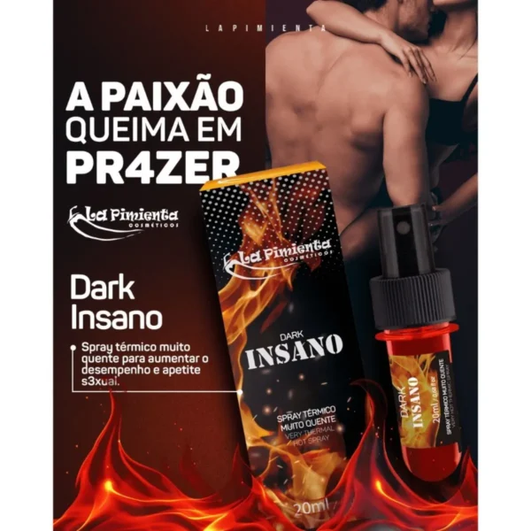 SPRAY LUBRIFICANTE TÉRMICO MUITO QUENTE LA PIMIENTA DARK INSANO 20ML - Imagem 2