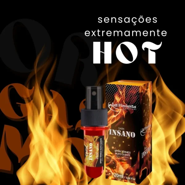 SPRAY LUBRIFICANTE TÉRMICO MUITO QUENTE LA PIMIENTA DARK INSANO 20ML - Imagem 3