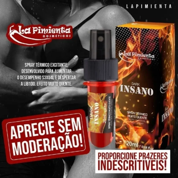 SPRAY LUBRIFICANTE TÉRMICO MUITO QUENTE LA PIMIENTA DARK INSANO 20ML - Imagem 4