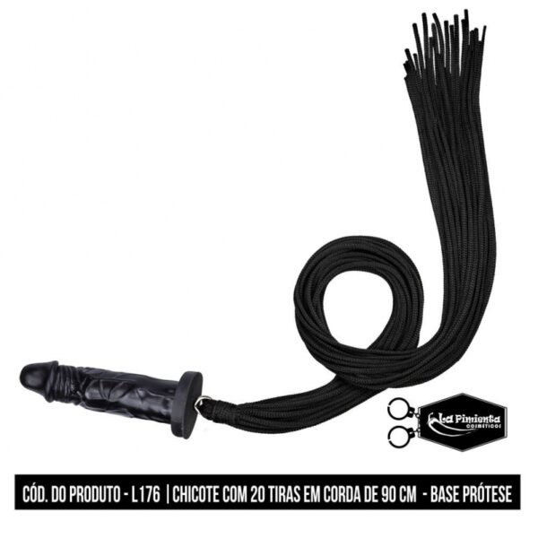 CHICOTE LA PIMIENTA 20 TIRAS EM CORDA 90CM  BASE PRÓTESE