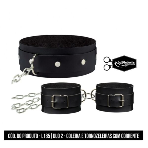 KIT DUO 2 COLEIRA E TORNOZELEIRAS COM CORRENTE LA PIMIENTA - Imagem 2