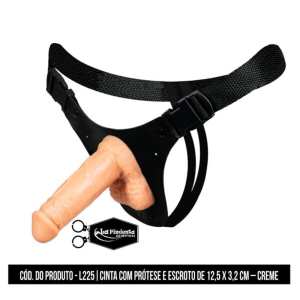 CINTA PENIANA DP COM PRÓTESE COM ESCROTO LA PIMIENTA PRÓTESE 12,5CM X 4CM CREME