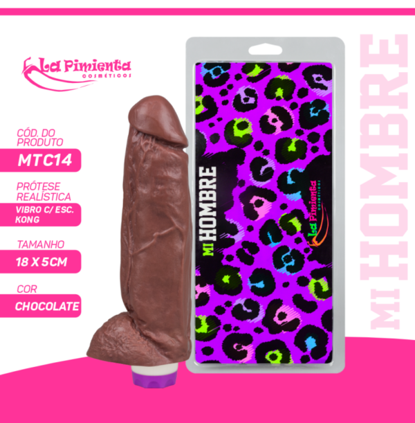 PRÓTESE REALÍSTICA  KONG COM ESCROTO E MOTOR LA PIMIENTA LINHA MI HOMBRE 18CMX 5CM