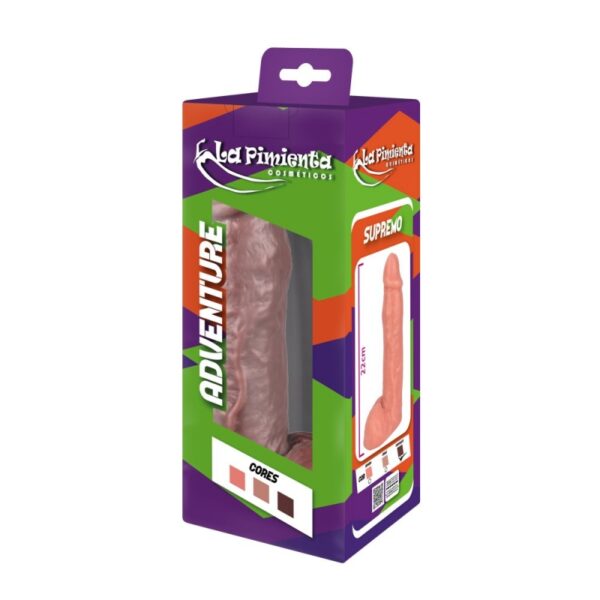 PRÓTESE REALÍSTICA  COM ESCROTO  LA PIMIENTA LINHA ADVENTURE SUPREMO 22CMX5,3CM - Imagem 2