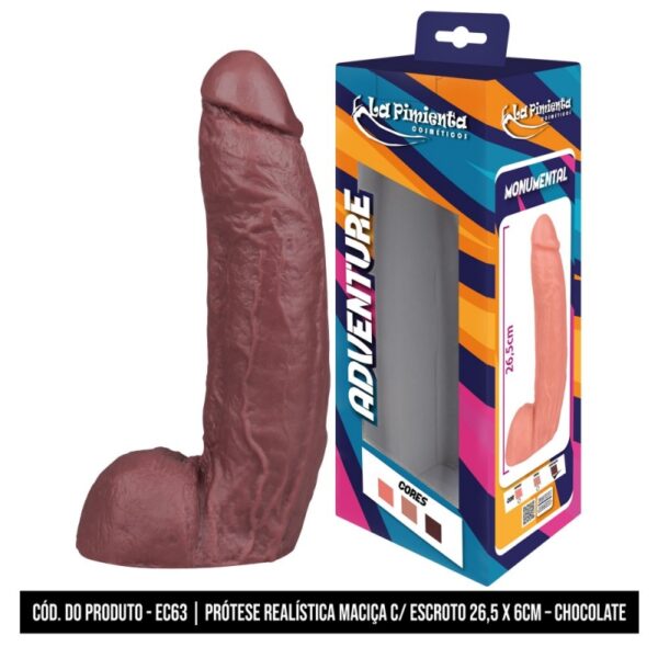 PRÓTESE REALÍSTICA MACIÇA  COM ESCROTO LA PIMIENTA LINHA ADVENTURE MONUMENTAL 26,5CMX6CM - Imagem 5