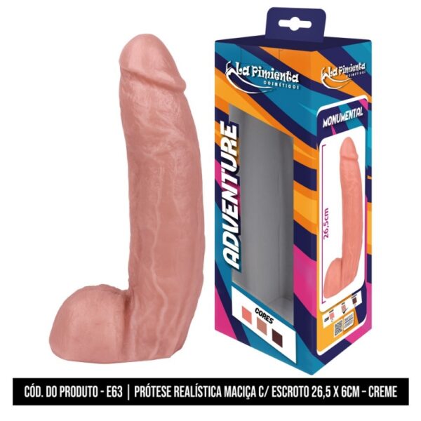 PRÓTESE REALÍSTICA MACIÇA  COM ESCROTO LA PIMIENTA LINHA ADVENTURE MONUMENTAL 26,5CMX6CM - Imagem 4