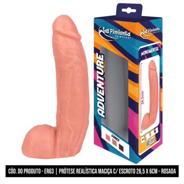 PRÓTESE REALÍSTICA MACIÇA  COM ESCROTO LA PIMIENTA LINHA ADVENTURE MONUMENTAL 26,5CMX6CM - Imagem 6