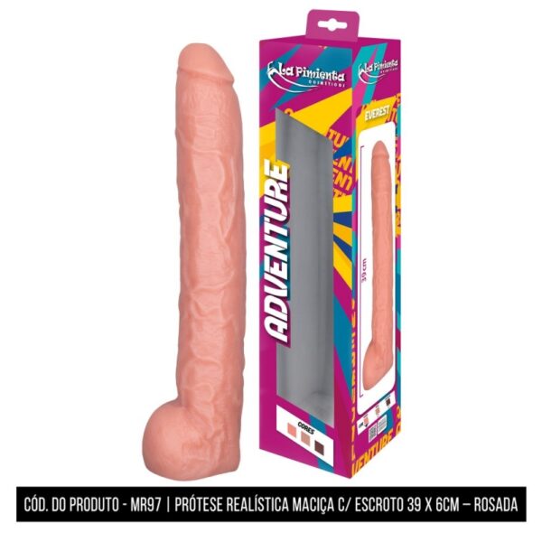 PRÓTESE REALÍSTICA MACIÇA COM ESCROTO LA PIMIENTA LINHA ADVENTURE EVEREST 39CMX6CM - Imagem 5