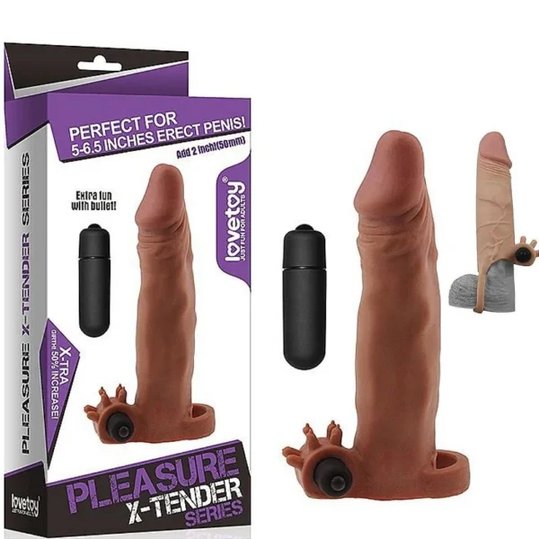CAPA PENIANA EXTENSORA PLEASURE X-TENDER SERIES COM VIBRAÇÃO 15,5CM X 4,3CM - SI1233