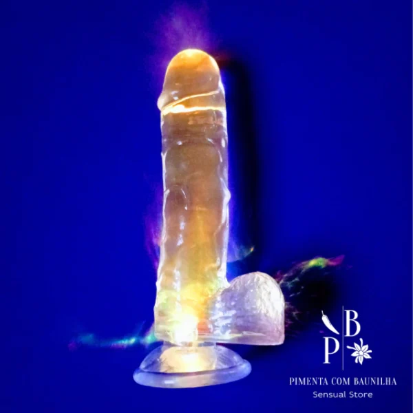 DILDO REALÍSTICO COM LED COLORIDO 18,5CM X 3,6CM SI - Imagem 3