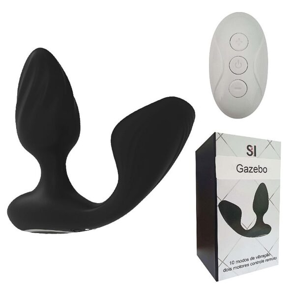 VIBRADOR PLUG ANAL COM ESTIMULADOR DE CLITÓRIS SI 10 MODOS DE VIBRAÇÃO RECARREGÁVEL USB