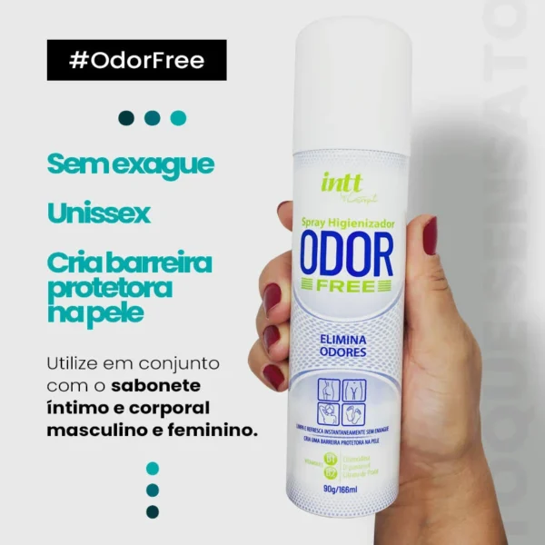 DESODORANTE SPRAY HIGIENIZADOR ELIMINADOR DE ODORES INTT ODOR FREE 166ML