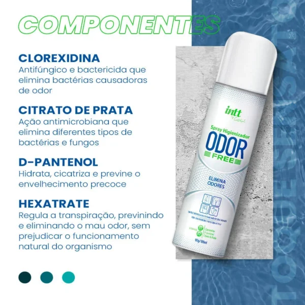 DESODORANTE SPRAY HIGIENIZADOR ELIMINADOR DE ODORES INTT ODOR FREE 166ML - Imagem 6