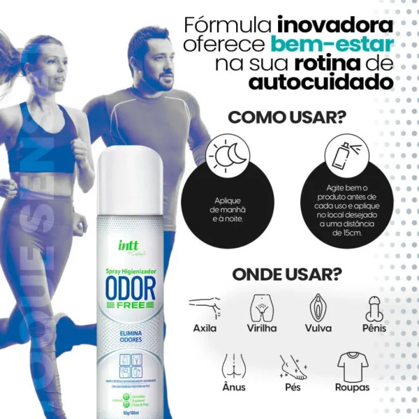 DESODORANTE SPRAY HIGIENIZADOR ELIMINADOR DE ODORES INTT ODOR FREE 166ML - Imagem 7