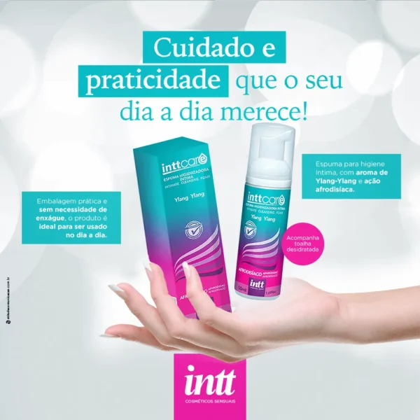 ESPUMA DE HIGIENE ÍNTIMA UNISSEX INTT INTT CARE YLANG-YLANG 166ML - Imagem 3