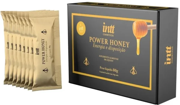 SUPLEMENTO ALIMENTAR AFRODISÍACO LÍQUIDO À BASE DE MEL TAURINA CAFEÍNA GENGIBRE CANELA INTT POWER HONEY 8 X 10G - Imagem 4