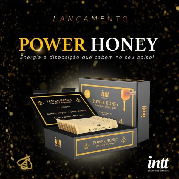 SUPLEMENTO ALIMENTAR AFRODISÍACO LÍQUIDO À BASE DE MEL TAURINA CAFEÍNA GENGIBRE CANELA INTT POWER HONEY 8 X 10G - Imagem 5