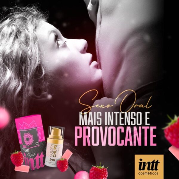 GEL BEIJÁVEL PARA SEXO ORAL PARTÍCULAS DOURADAS INTT GOLDEN CHUPS FRAMBOESA SPRAY 17ML - Imagem 9