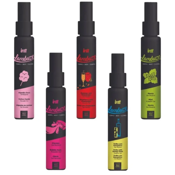 GEL BEIJÁVEL PARA SEXO ORAL  MASSAGEM LUBRIFICAÇÃO INTT LAMBUZE SPRAY 55ML 5 SABORES