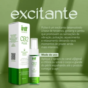 EXCITANTE TÉRMICO VIBRADOR PULSANTE UNISSEX INTT PULSE CB2 SPRAY 15ML