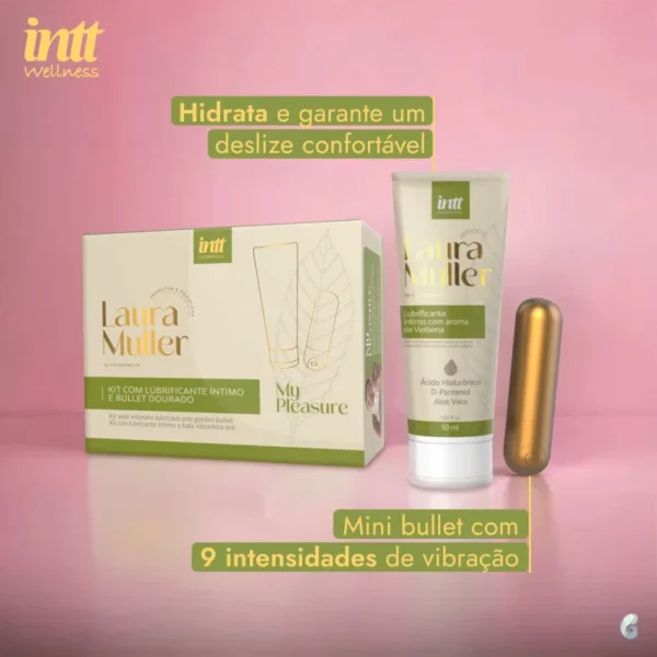 KIT INTT MY PLESURE BY LAURA MULLER GEL LUBRIFICANTE ÍNTIMO VERBENA + BULLET 10 VELOCIDADES