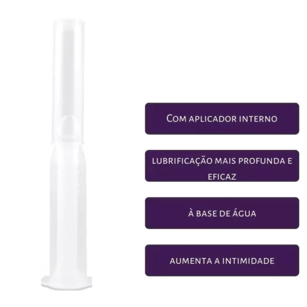 LUBRIFICANTE ÍNTIMO FEMININO À BASE D'ÁGUA INODORO INCOLOR COM APLICADOR INTERNO GEL 5G - Imagem 2