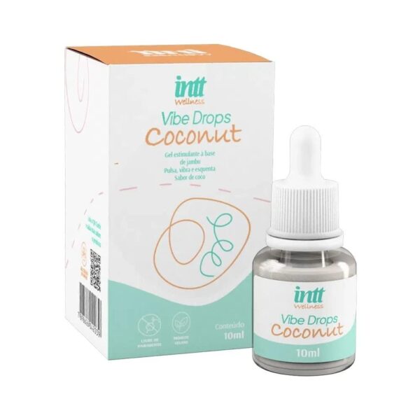 GEL ESTIMULANTE UNISSEX VIBRADOR LÍQUIDO PULSANTE TÉRMICO À BASE DE COCO INTT  DROPS COCONUT 10ML - Imagem 5