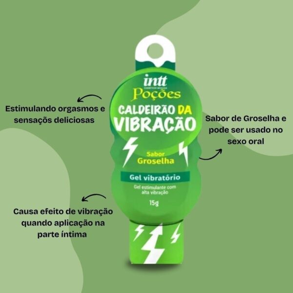 GEL EXCITANTE UNISSEX VIBRADOR INTT POÇÃO CALDEIRÃO DA VIBRAÇÃO 15G GROSELHA - Imagem 3