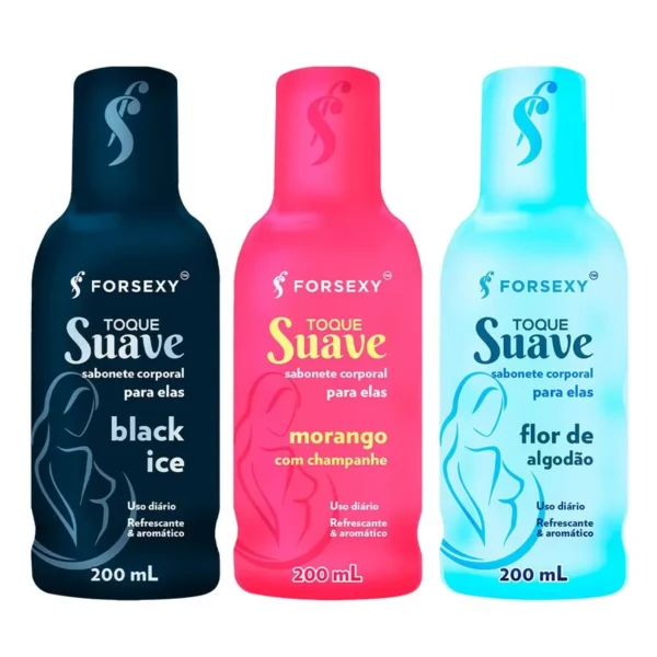 SABONETE CORPORAL FEMININO FOR SEXY TOQUE SUAVE 3 AROMAS 200ML - Imagem 4