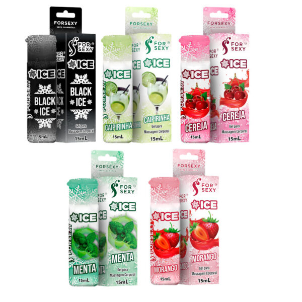ÓLEO BEIJÁVEL TÉRMICO PARA MASSAGEM FOR SEXY ICE 15ML 5 SABORES