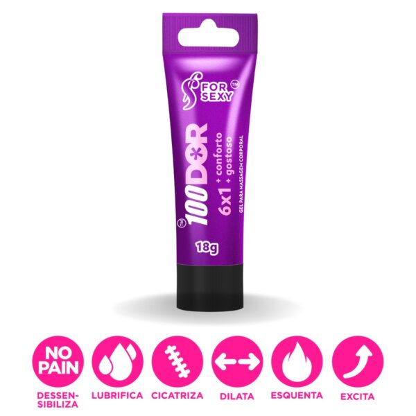 GEL DESSENSIBLIZANTE CICATRIZANTE VIBRADOR TÉRMICO PARA SEXO ANAL SEM DOR FOR SEXY 100DOR 6X1 18G - Imagem 5
