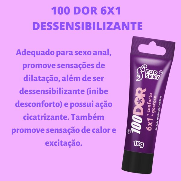 GEL DESSENSIBLIZANTE CICATRIZANTE VIBRADOR TÉRMICO PARA SEXO ANAL SEM DOR FOR SEXY 100DOR 6X1 18G - Imagem 7