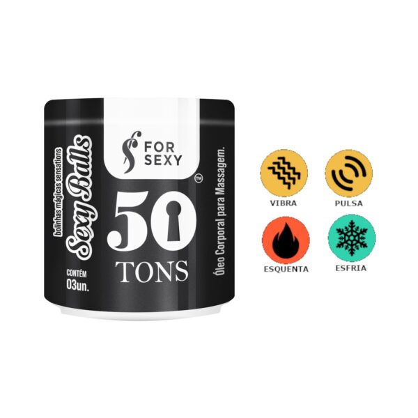BOLINHAS EXPLOSIVAS GEL MULTIFUNCIONAL MASSAGEM ESQUENTA ESFRIA FOR SEXY 50 TONS 3 UNIDADES - Imagem 2