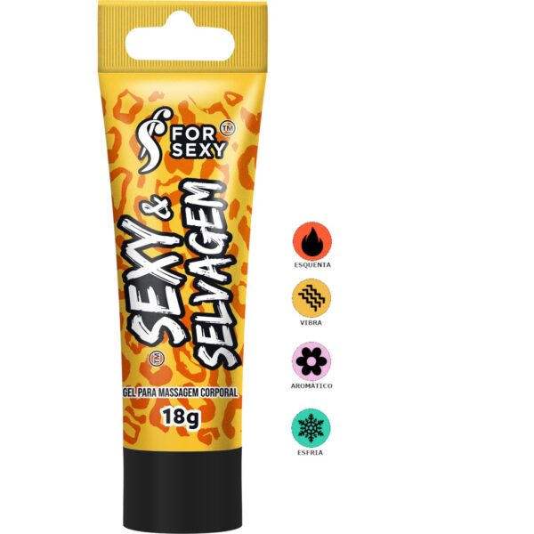 GEL MULTIFUNCIONAL MASSAGEM ESQUENTA ESFRIA FOR SEXY SEXY & SELVAGEM 18G - Imagem 4