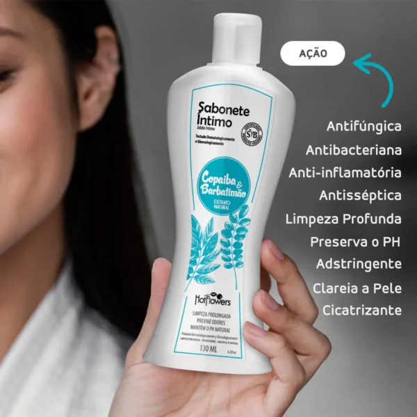SABONETE ÍNTIMO FEMININO HOT FLOWERS COPAÍBA E BARBATIMÃO 130ML - Imagem 3