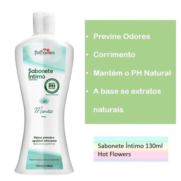 SABONETE ÍNTIMO FEMININO HOT FLOWERS MENTA 130ML - Imagem 3