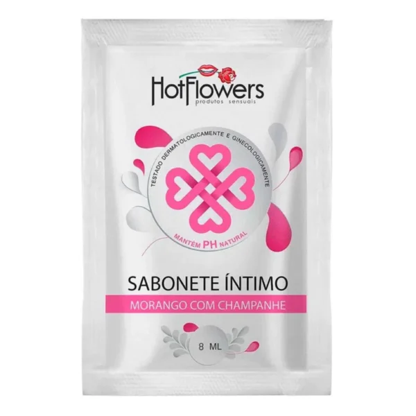 SABONETE ÍNTIMO FEMININO HOT FLOWERS MORANGO COM CHAMPAGNE SACHÊ 8G