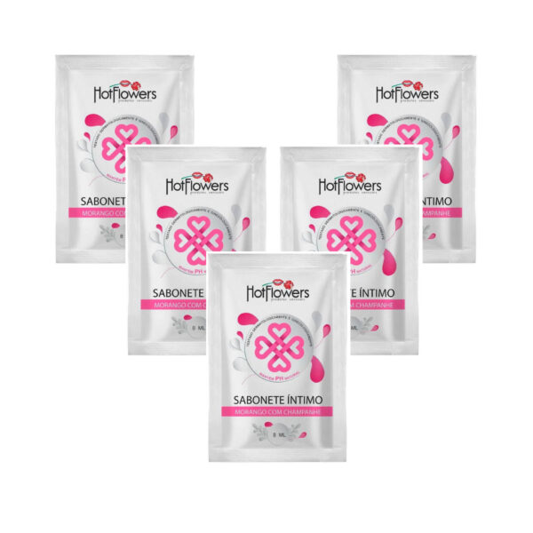 SABONETE ÍNTIMO FEMININO HOT FLOWERS MORANGO COM CHAMPAGNE SACHÊ 8G - Imagem 3
