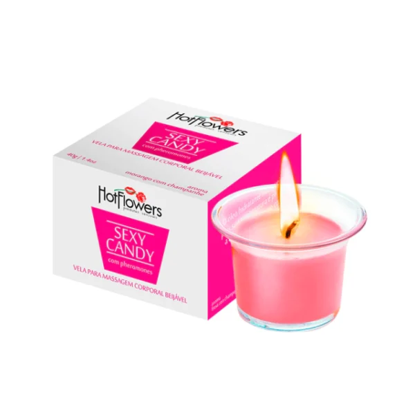 VELA PARA MASSAGEM BEIJÁVEL HOT FLOWERS SEXY CANDIES 40G - Imagem 7