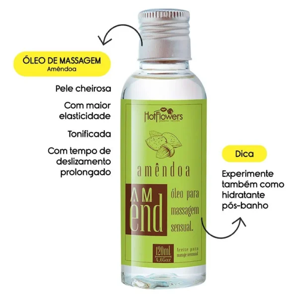 ÓLEO DE MASSAGEM HIDRATANTE À BASE DE ÓLEO DE AMÊNDOAS HOT FLOWERS AMEND 120ML - Imagem 4