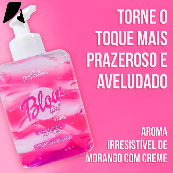 GEL AROMATIZANTE PARA VIRILHA HOT FLOWERS BLOW GIRL MORANGO COM CREME 320ML - Imagem 3