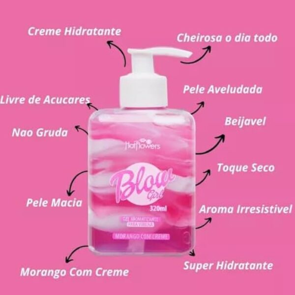 GEL AROMATIZANTE PARA VIRILHA HOT FLOWERS BLOW GIRL MORANGO COM CREME 320ML - Imagem 5