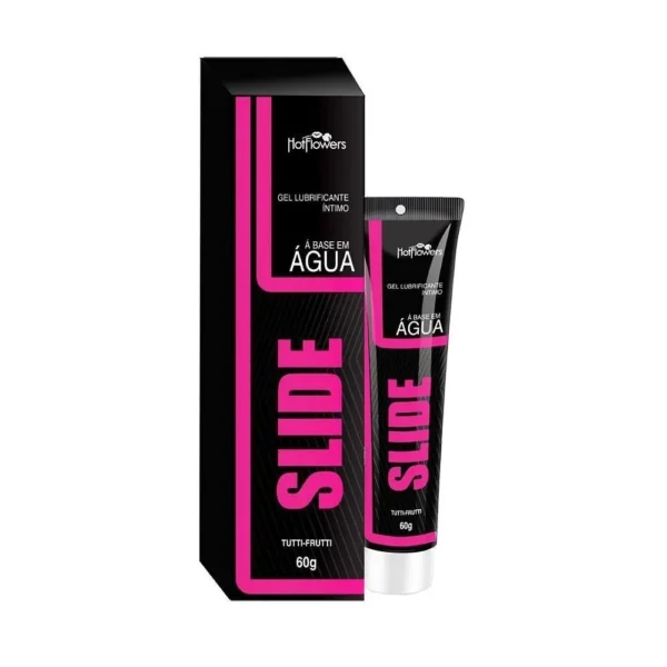 GEL BEIJÁVEL À BASE D'ÁGUA VIBRADOR TÉRMICO HOT FLOWERS DESLIZANTE SLIDE 60G TUTTI FRUTTI - Imagem 4
