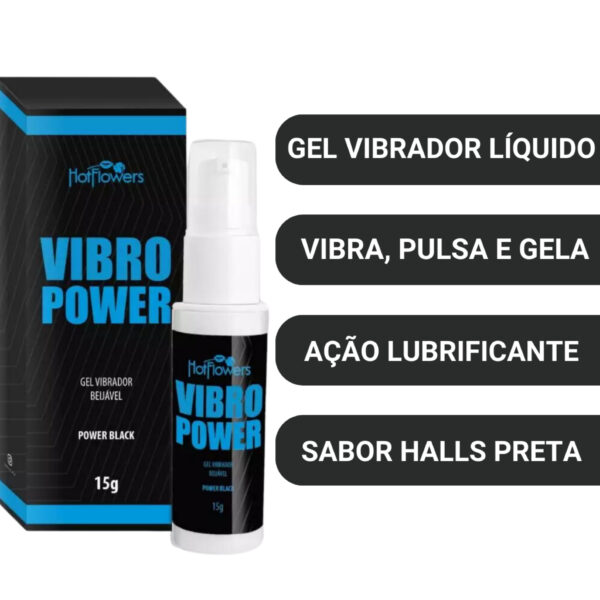 GEL BEIJÁVEL VIBRADOR HOT FLOWERS VIBRO POWER 15G POWER BLACK - Imagem 3