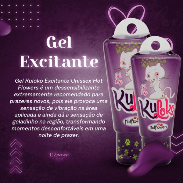 GEL ESTIMULANTE UNISSEX ANAL TÉRMICO VIBRADOR HOT FLOWERS KULOKO 15G - Imagem 5