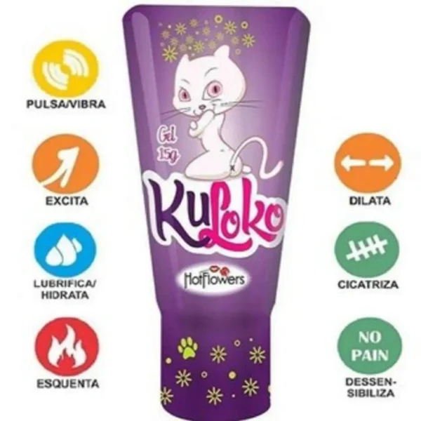 GEL ESTIMULANTE UNISSEX ANAL TÉRMICO VIBRADOR HOT FLOWERS KULOKO 15G - Imagem 3
